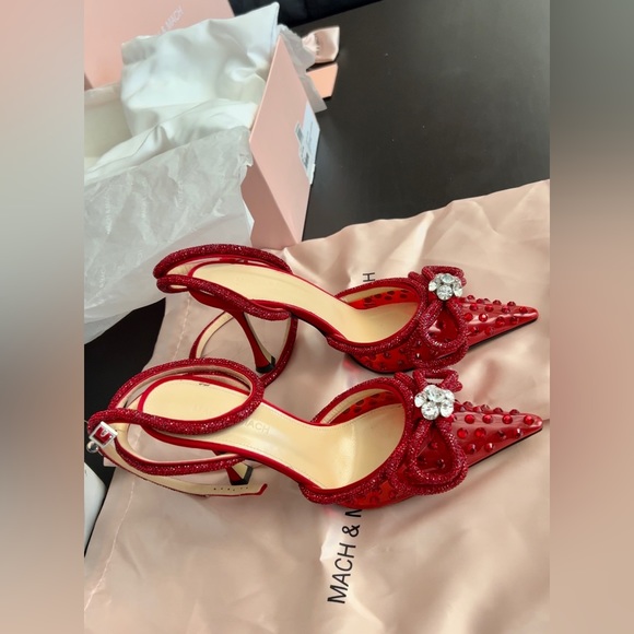 Mach & Mach Double Crystalized High Heel Bow Shoe with Ankle Straps 100m size36 - Picture 8 of 12